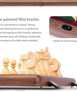 Premium Walnut Folding Chess Board Set with Staunton Pieces and Storage Bag 2