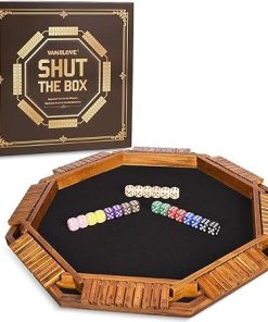 VAMSLOVE 2-8 Players Shut The Box Dice Game Wooden Board for Families
