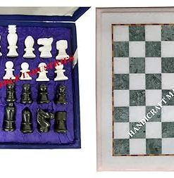 “The Queen’s Gambit” White Marble Chess Board 15″ Inch With Green Marble Blocks & Chess Coins, Harmon Chess, Borgov Chess, Chess Piece Names, Chess Unblocked