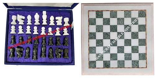 Gift 12 x 12 Inch Marble Chess Board Green White Pieces for Players Gift 12 x 12 Inch Marble Chess Board Green White Pieces for Players
