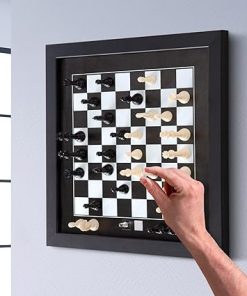 Magnetic Wall Chess Set – Wooden Board with Black and White Pieces