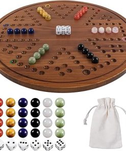 Large Double-Sided Marble Board Game for 4 to 6 Players with Dice