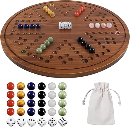 Large Double-Sided Marble Board Game for 4 to 6 Players with Dice Large Double-Sided Marble Board Game for 4 to 6 Players with Dice