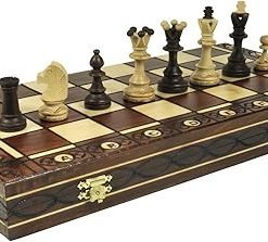 Brown Wooden Chess Set with Weighted Pieces 16 x 16 Inches 2