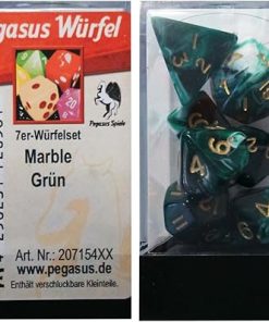 Pegasus Wurfel Marble Green 7 Set in Acrylic Box Board Game