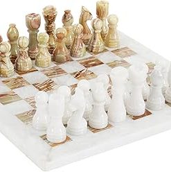Radicaln Marble Chess Set 12” Inches White and Green Onyx Handmade Marble Chess Pieces for Chess Set Board Game – Chess Set, Checker Board Game – Travel Set Chess Figure