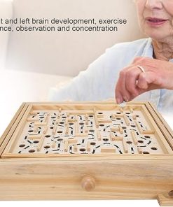 Wooden Maze Game Educational Toy for Adults and Kids with Steel Marbles 2