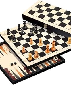 Multicolour Chess Backgammon and Checkers Set for Fun Game Nights 2
