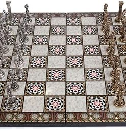 Mythologic Pegasus Metal Chess Set for Adults with Handmade Wooden Board 2
