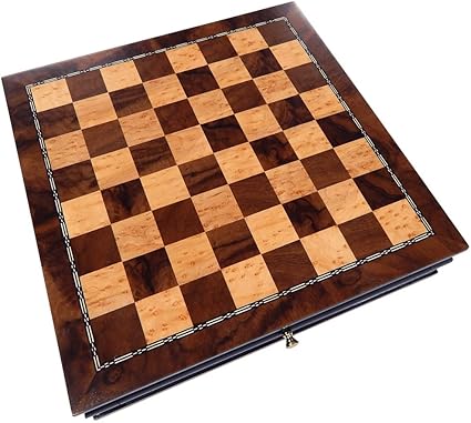 Vada Burl Wood Inlaid Chess Cabinet 13 x 13 Inch Medium Set Only Vada Burl Wood Inlaid Chess Cabinet 13 x 13 Inch Medium Set Only