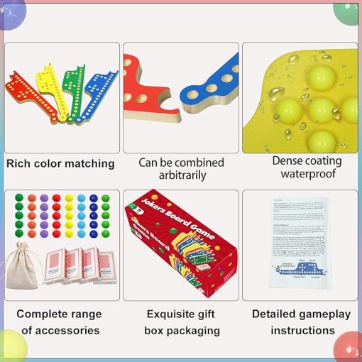 Colorful Pegs and Jokers Board Game for 2-8 Players with Marbles - Image 2