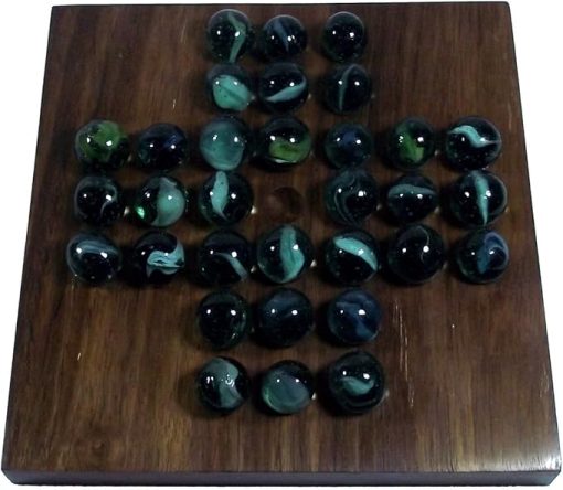 Handmade Reversible Wooden Chess and Board Solitaire Game Set - Image 2