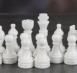 Radicaln Marble Chess Figures 3.5” Inches White and Green Handmade Marble Chess Pieces for Board Game Chess Figures & Chess Board Travel Set Chess Figure 2