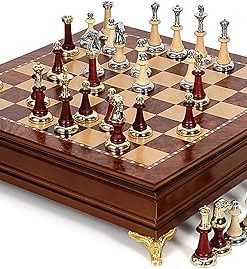 15 Inch Wooden Chess Set with Storage Drawers Ideal for Adults and Beginners 2