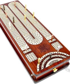 Bloodwood Maple Cribbage Board with Side Drawers and Game Markers 2