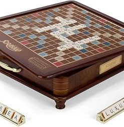 Luxury Scrabble Edition with Rotating Wooden Game Board by WS Game Company 2