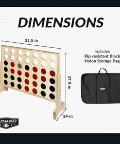 Hathaway Quattro 4 in a Row Game Durable Pinewood Set for Kids and Adults 2