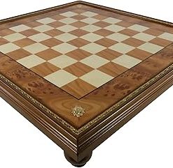 Ital FAMA Elm Chess Board with Elegant Gold Trim Design