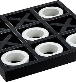 Deco 79 Black Traditional Wood Classic Game Set for Housewarming Gift