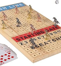 Large 21 Inch Horse Racing Board Game with Metal Horses Dice Cards