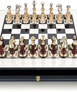 Large 16 Inch Wooden Chess Set with Storage Drawers and Extra Queens 2