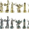 Greek Mythology Chess Set Brass Nickel Finish No Chess Board Included 3