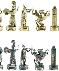 Greek Mythology Chess Set Brass Green No Chess Board Included