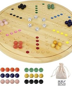 Wahoo Board Game Classic 2-Sided with Marbles and Dice for Family Fun