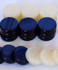 30 Blue and Ivory Acrylic Backgammon Checkers Chips 1 Inch Set