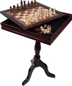 GSE Wooden 3-in-1 Chess Checkers Backgammon Table Set for Families