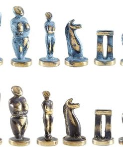 Large Cycladic Art Bronze Chess Set Without Board for Collectors