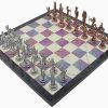 Handmade Metal Chess Set with Greek Zeus Figures and Marble Board 3