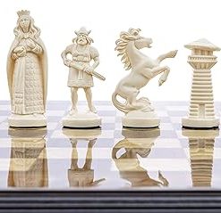 Viking Chess Set Black and White Board 17.3 Inches with Pieces 3.75 Inches 2