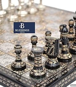 Premium Brass Chess Set with Velvet Storage Box 10 x 10 Inch 2