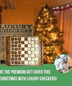 Luxury Checkers Board Game Set Classic Wooden Travel Game for All Ages 2