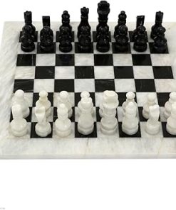 Italian Black and White Marble Chessboard Handmade Set 40x40cm 16in