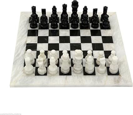 Italian Black and White Marble Chessboard Handmade Set 40x40cm 16in Italian Black and White Marble Chessboard Handmade Set 40x40cm 16in