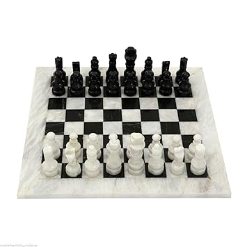 Classic Italian Black and White Marble Chessboard Handmade 30x30cm Classic Italian Black and White Marble Chessboard Handmade 30x30cm