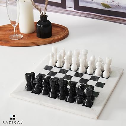 Handmade 12-Inch Marble Chess Set White and Black for Adults Games 2 Handmade 12-Inch Marble Chess Set White and Black for Adults Games - Image 2