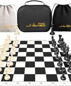 Tournament 20 Inch Silicone Chess Set with Weighted Pieces and Storage