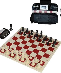 All in One Professional Chess Set with Triple Weighted Pieces and Clock