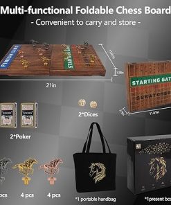 Wooden Finish Line Horse Racing Board Game with 11 Metal Horses 2