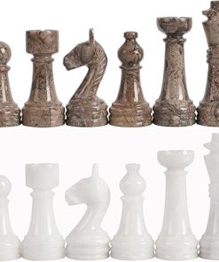 Radicaln Marble Chess Figures 3.5” Inches Oceanic and White Handmade Chess Set Figures for Travel Chess Set Chess Pieces for Chess Game Chess Figure for Chess Board Game