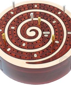 Spiral Shape Cribbage Board with Push Drawer for Pegs and Cards 2