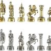 Greek Roman Army Large Brass and Copper Chess Set Without Board 3