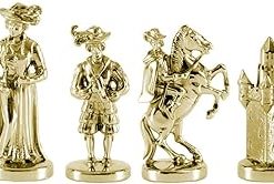 Medieval Knights Large Chess Set in Brass and Nickel without Board 2