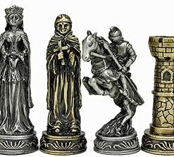 Unique Medieval Chess and Checkers Set with Pewter Pieces and Storage 2