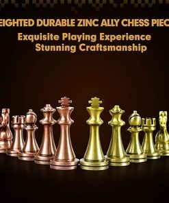 LuckyWish Staunton Weighted Metal Chess Pieces with 2 Extra Queens 2