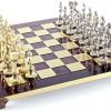 Renaissance Chess Set Gold Silver with Red Board Elegant Design