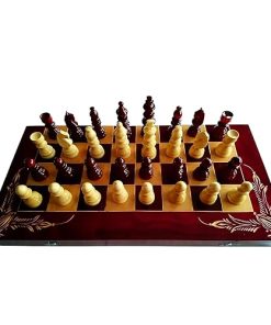 Handmade 25×25 Inch Wooden Chess Set with Box and Bordeaux Wood Pieces